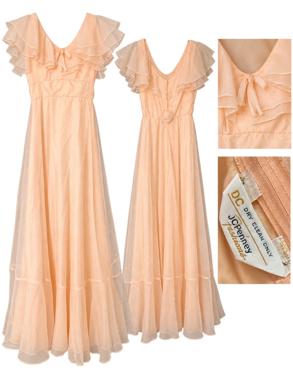 jcpenney Peach Tiered Ruffle V-Neck Girls' Formal Dress